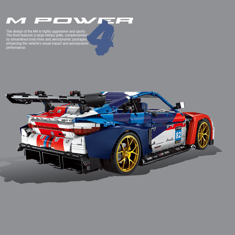 Small Angle-JD040 1:8 Sports Car BMW M4 Building Block Set 4556pcs Adult Collector Collectible Model Kit