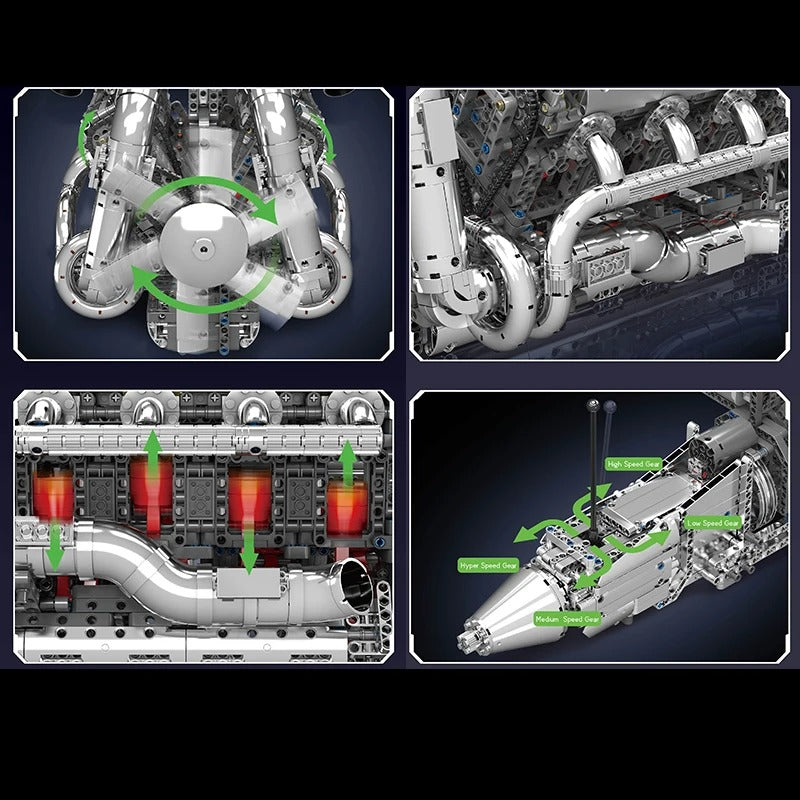 The Ultimate Chrome 5.5L V8 Engine & Gearbox 2898pcs