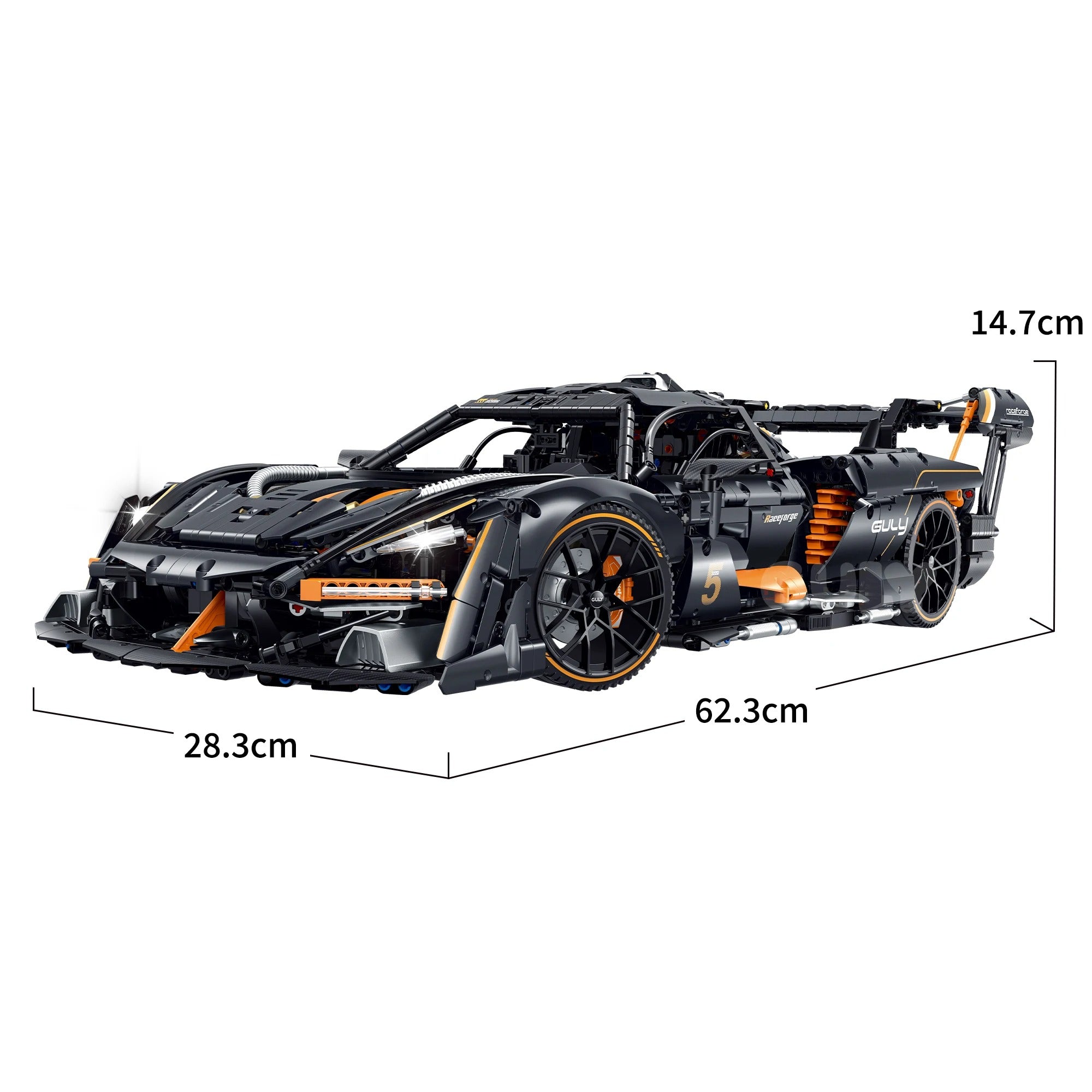 GULY-10646 1:8 Sports Car Series-Senna Chrome Version Building Block Set 3803pcs Adult Collector Collectible Model Kit