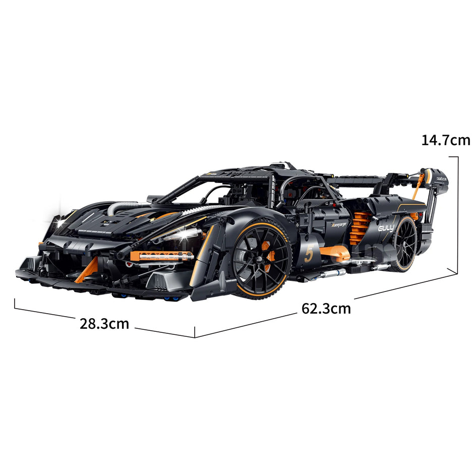 GULY-10646 1:8 Sports Car Series-Senna Chrome Version Building Block Set 3803pcs Adult Collector Collectible Model Kit