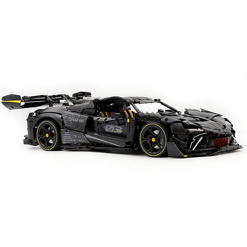 GULY-10627 1:8 Sports Car Ferrari 296 Chrome Version Building Block Set 3729pcs Adult Collector Collectible Model Kit