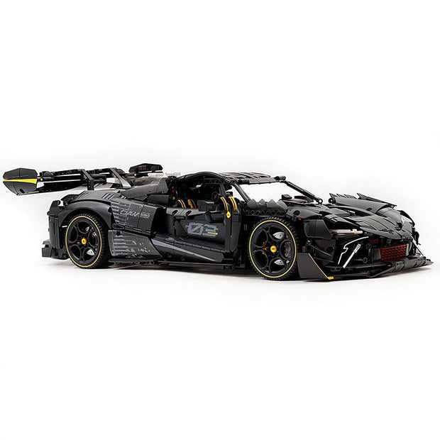 GULY-10627 1:8 Sports Car Ferrari 296 Chrome Version Building Block Set 3729pcs Adult Collector Collectible Model Kit