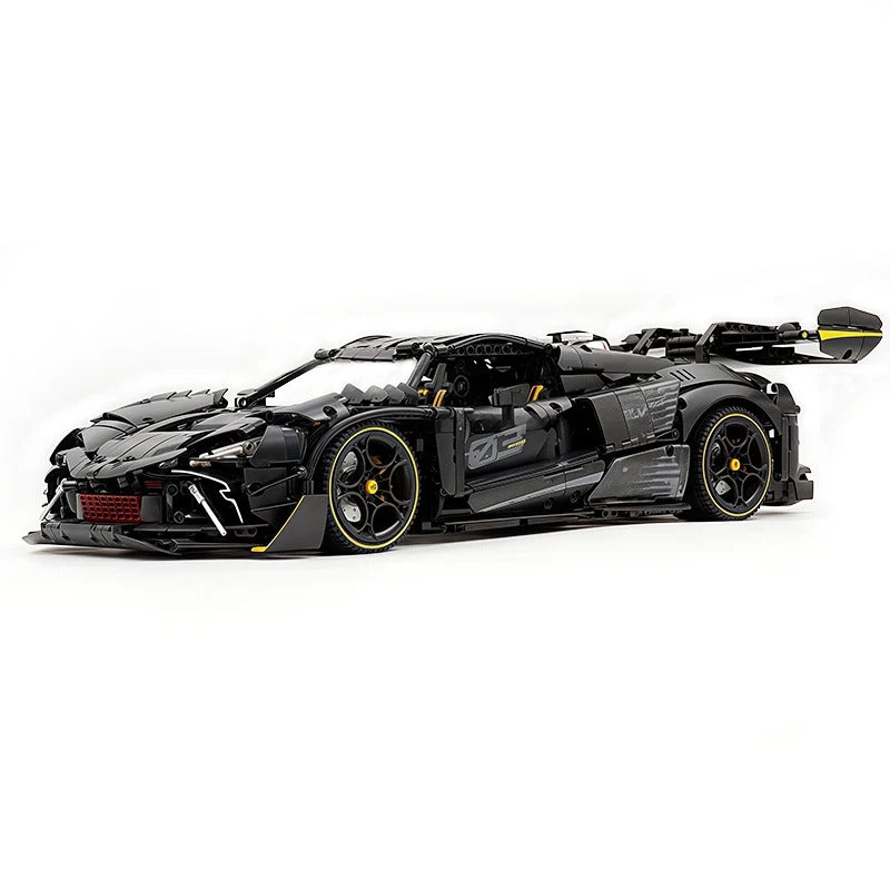 GULY-10627 1:8 Sports Car Ferrari 296 Chrome Version Building Block Set 3729pcs Adult Collector Collectible Model Kit