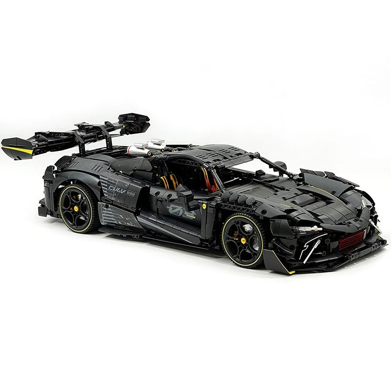 GULY-10627 1:8 Sports Car Ferrari 296 Chrome Version Building Block Set 3729pcs Adult Collector Collectible Model Kit