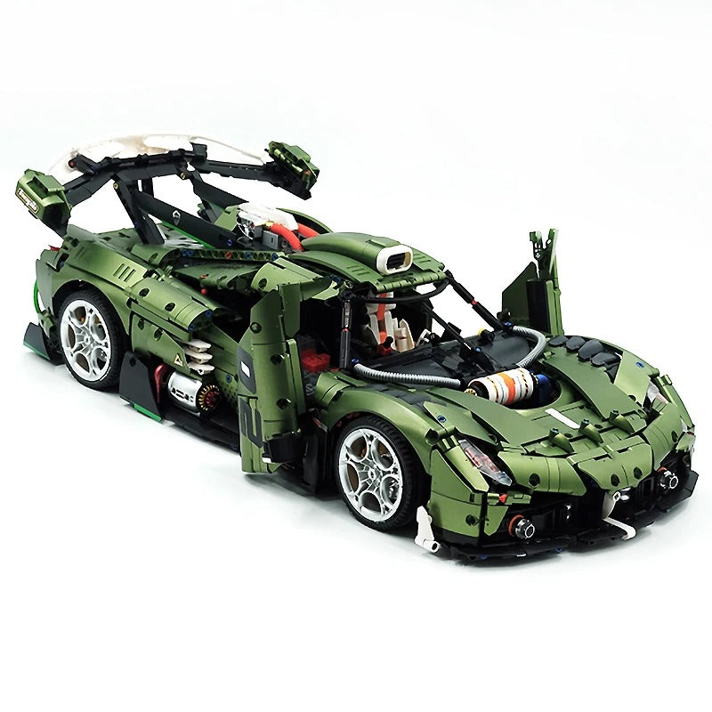 GULY-10628 1:8 Sports Car Koenigsegg Chrome Version Building Block Set 3838pcs Adult Collector Collectible Model Kit