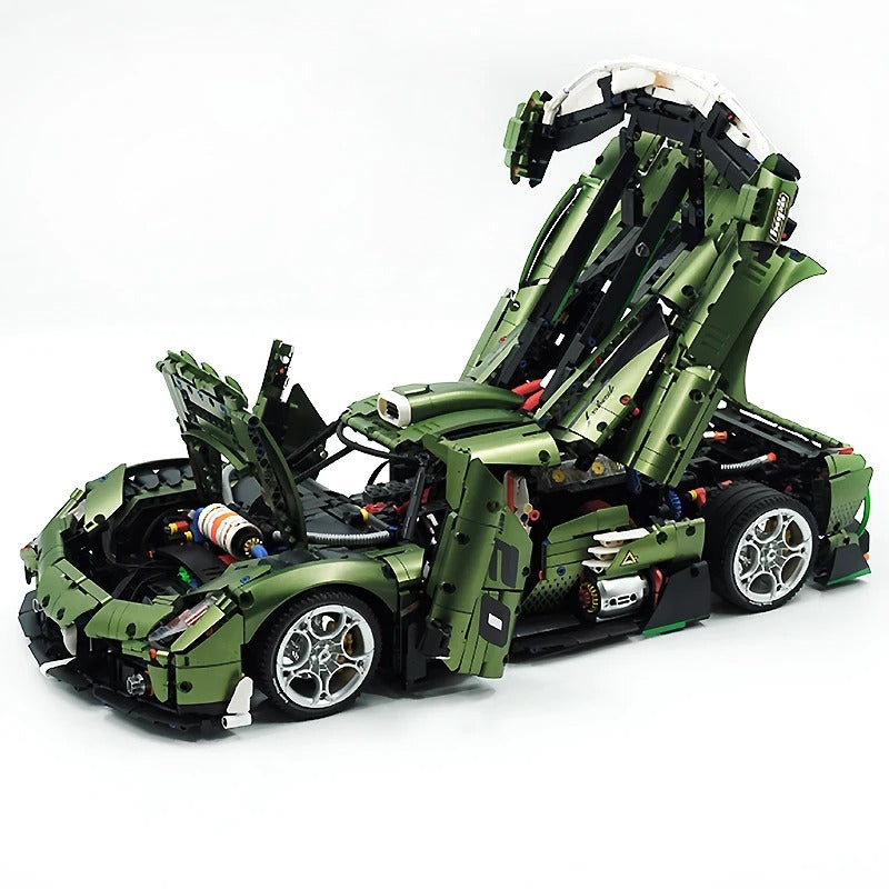 GULY-10628 1:8 Sports Car Koenigsegg Chrome Version Building Block Set 3838pcs Adult Collector Collectible Model Kit
