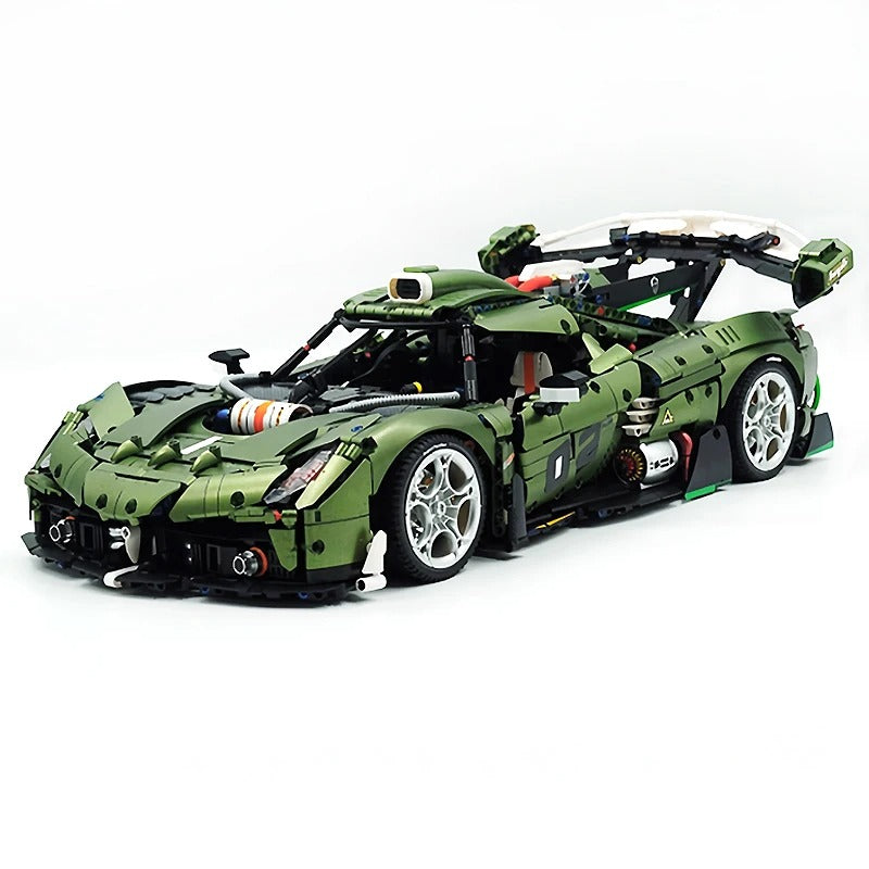 GULY-10628 1:8 Sports Car Koenigsegg Chrome Version Building Block Set 3838pcs Adult Collector Collectible Model Kit