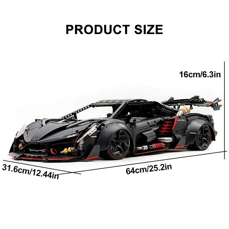 GULY-10639 1:8 Sports Car Rambo Poison Building Block Set 3809pcs Adult Collector Collectible Model Kit