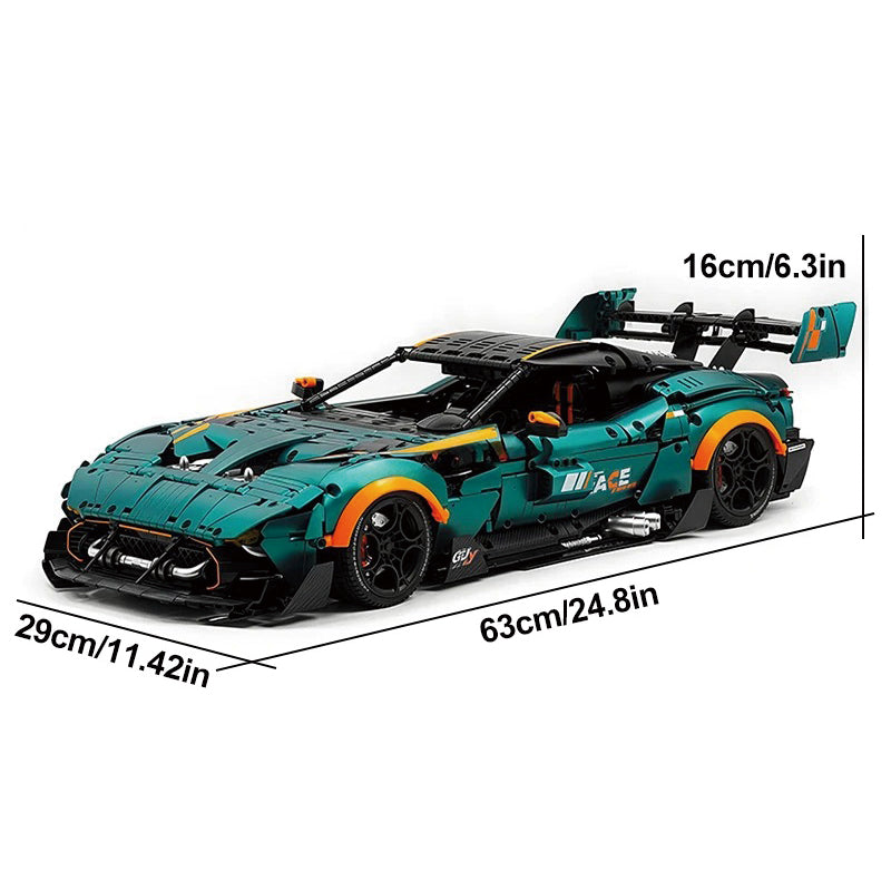 GULY-10647 1:8 Sports Car Aston Martin Vulcan Chrome Version Building Block Set 3794pcs Adult Collector Collectible Model Kit