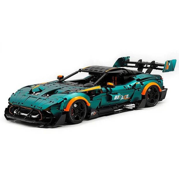 GULY-10647 1:8 Sports Car Aston Martin Vulcan Chrome Version Building Block Set 3794pcs Adult Collector Collectible Model Kit