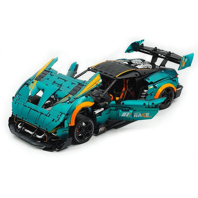 GULY-10647 1:8 Sports Car Aston Martin Vulcan Chrome Version Building Block Set 3794pcs Adult Collector Collectible Model Kit