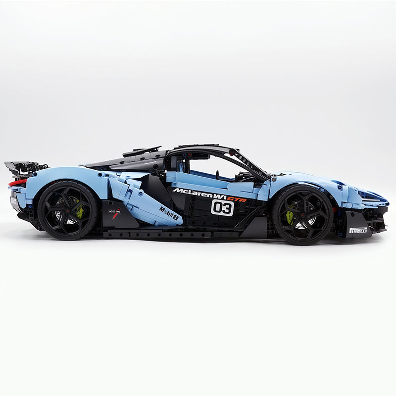 MOC Technic Supercar Building Blocks Set, 1:8 Scale Electroplated Pink Blue Static Race Car Model Kit, 4200+ PCS Adult Collectible Building Bricks , Steering & Magnetic Swan Door, Paper Manual Included