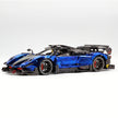 MOC Technic Building Block Car, 1:8 Scale Mirror Electroplated Dark Blue Supercar Model Inspired by Pagani Zonda R, 3300 PCS Static Race Car Building Bricks, Adult Collectible Vehicle Gift