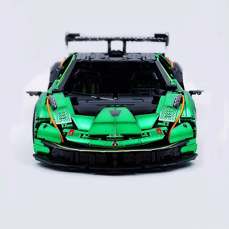 MOC Race Supercar Building Block Set, 1:8 Scale Static Sports Car Model, 4100+ Pieces Matte Electroplated Green Racing Car Building Kit with Paper Instruction, Collectible Display Model for Adults