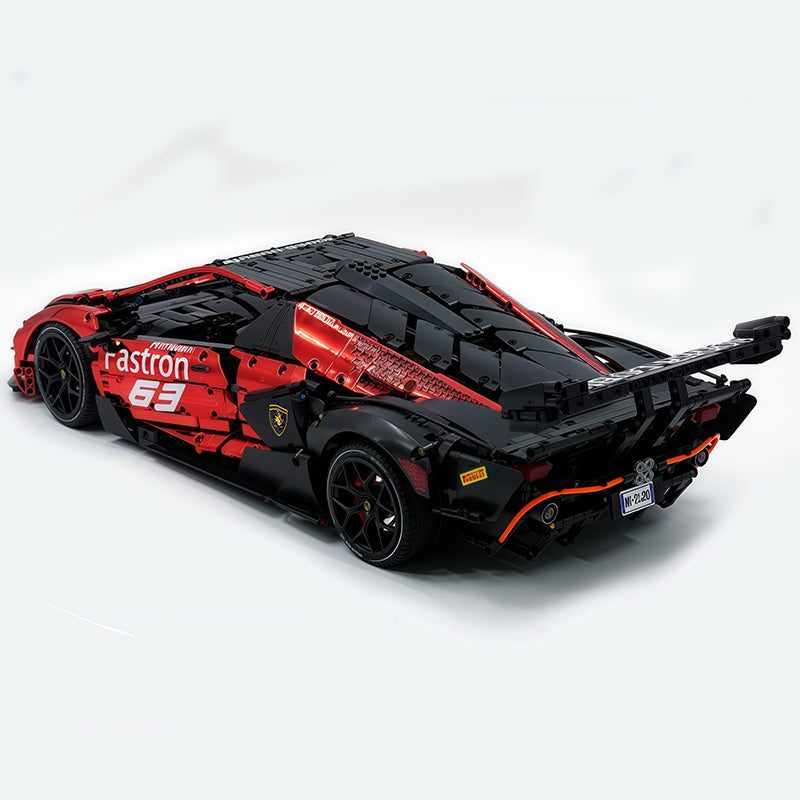 MOC Race Supercar Building Block Set, 1:8 Scale Static Sports Car Model, 4100+ Pieces Electroplated Red Racing Car Building Kit with Paper Instruction, Collectible Display Model for Adults