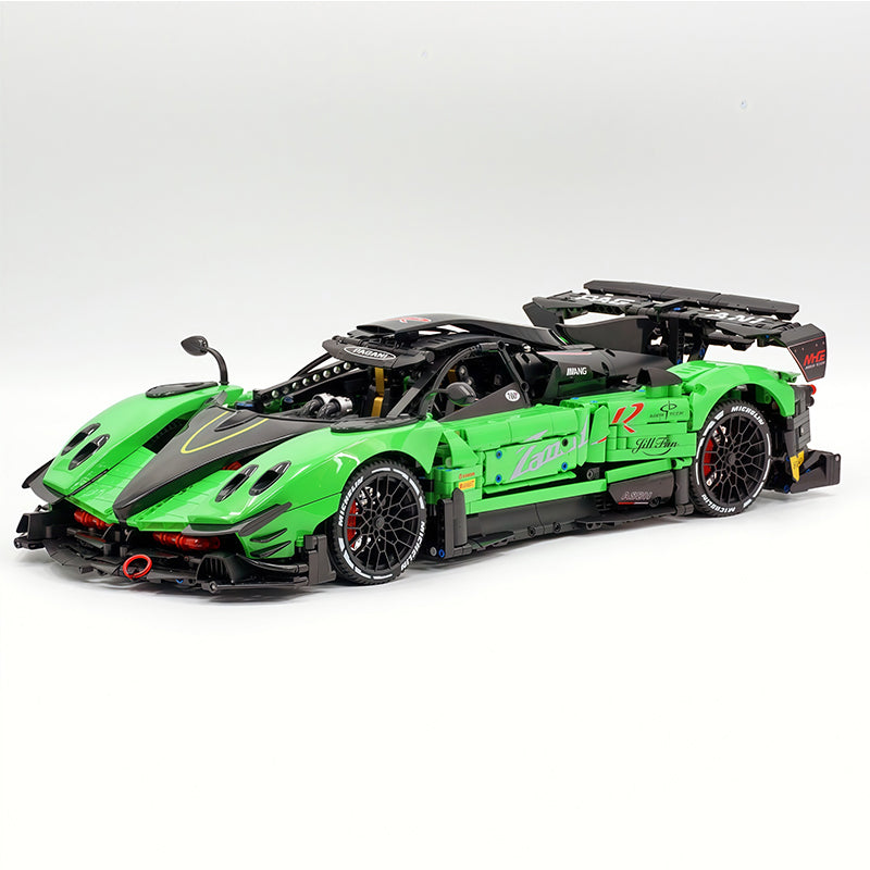 Technic MOC Supercar Building Kit, 1:8 Scale Pearlescent Green Paint Finish Race Car Model Inspired by Pagani Zonda R, 3300 PCS Building Blocks, Adult Static Display Collectible Car Gift