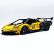 MOC Race Supercar Building Block Set, 1:8 Scale Static Sports Car Model, 4100+ Pieces Painted Yellow Racing Car Building Kit with Paper Instruction, Collectible Display Model for Adults