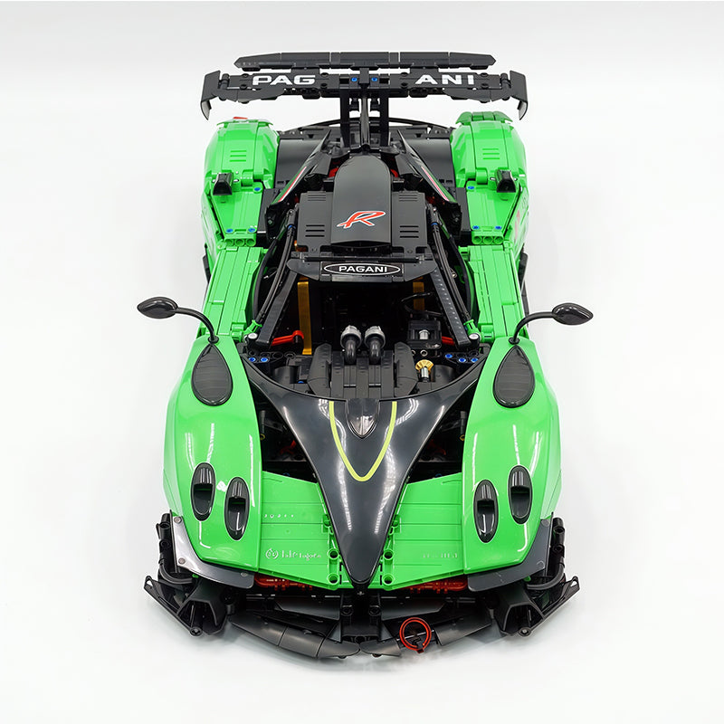 Technic MOC Supercar Building Kit, 1:8 Scale Pearlescent Green Paint Finish Race Car Model Inspired by Pagani Zonda R, 3300 PCS Building Blocks, Adult Static Display Collectible Car Gift