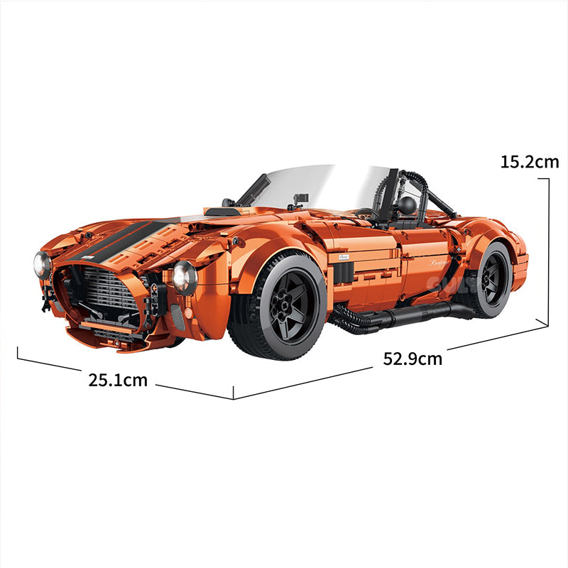 GULY 10664 1:8 RC Vintage Roadster Building Blocks, 2765 PCS Motorized Classic Sports Car Model with LED Lights & Paper Manual