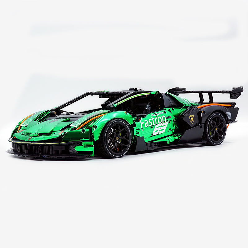 MOC Race Supercar Building Block Set, 1:8 Scale Static Sports Car Model, 4100+ Pieces Matte Electroplated Green Racing Car Building Kit with Paper Instruction, Collectible Display Model for Adults