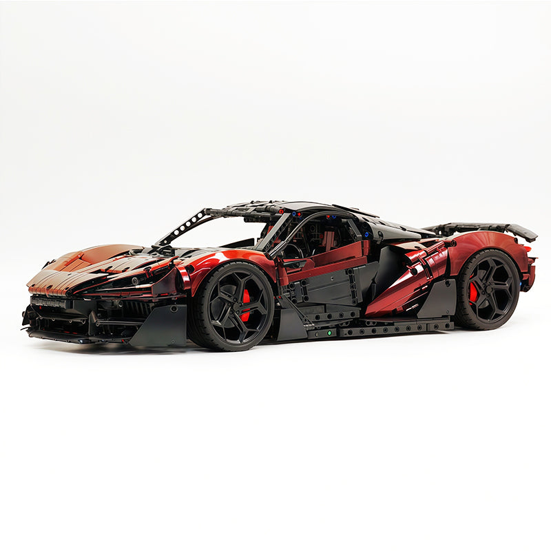 MOC Technic Supercar Building Blocks Set, 1:8 Scale Chameleon Black-Red Static Race Car Model Kit, 4200+ PCS Adult Collectible Building Bricks , Steering & Magnetic Swan Door, Paper Manual Included