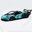 MOC Race Supercar Building Block Set, 1:8 Scale Static Sports Car Model, 4100+ Pieces Painted Gradient Tiffany Blue Racing Car Building Kit with Paper Instruction, Collectible Display Model for Adults