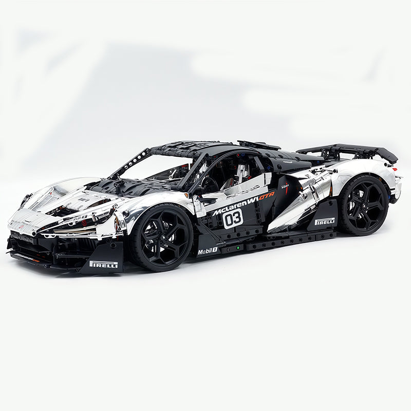 Technic McLaren W1 Electroplated Silver Supercar Building Blocks Kit, 1:8 Scale Static Race Car Model, 4200+ PCS Adult Collectible Building Set with Paper Instruction Manual
