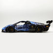 MOC Race Supercar Building Block Set, 1:8 Scale Static Sports Car Model, 4100+ Pieces Electroplated Blue Racing Car Building Kit with Paper Instruction, Collectible Display Model for Adults