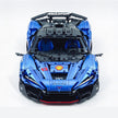 MOC Technic Supercar Building Blocks Set, 1:8 Scale Electroplated Electric Blue Static Race Car Model Kit, 4200+ PCS Adult Collectible Building Bricks , Steering & Magnetic Swan Door, Paper Manual Included