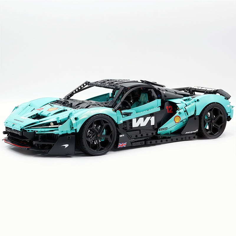 Technic McLaren W1 Gradient Tiffany Blue Painted Supercar Building Blocks Kit, 1:8 Scale Static Race Car Model, 4200+ PCS Adult Collectible Building Set with Paper Instruction Manual
