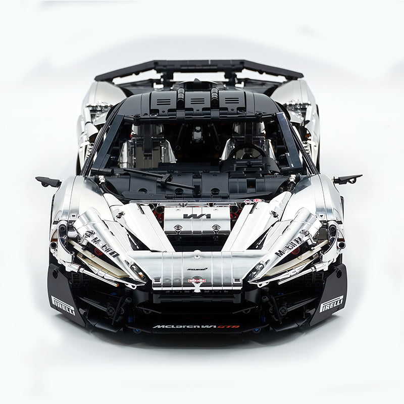 Technic McLaren W1 Electroplated Silver Supercar Building Blocks Kit, 1:8 Scale Static Race Car Model, 4200+ PCS Adult Collectible Building Set with Paper Instruction Manual