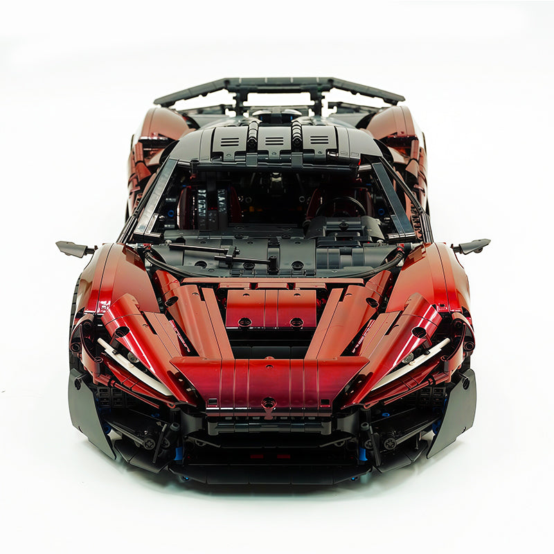 MOC Technic Supercar Building Blocks Set, 1:8 Scale Chameleon Black-Red Static Race Car Model Kit, 4200+ PCS Adult Collectible Building Bricks , Steering & Magnetic Swan Door, Paper Manual Included