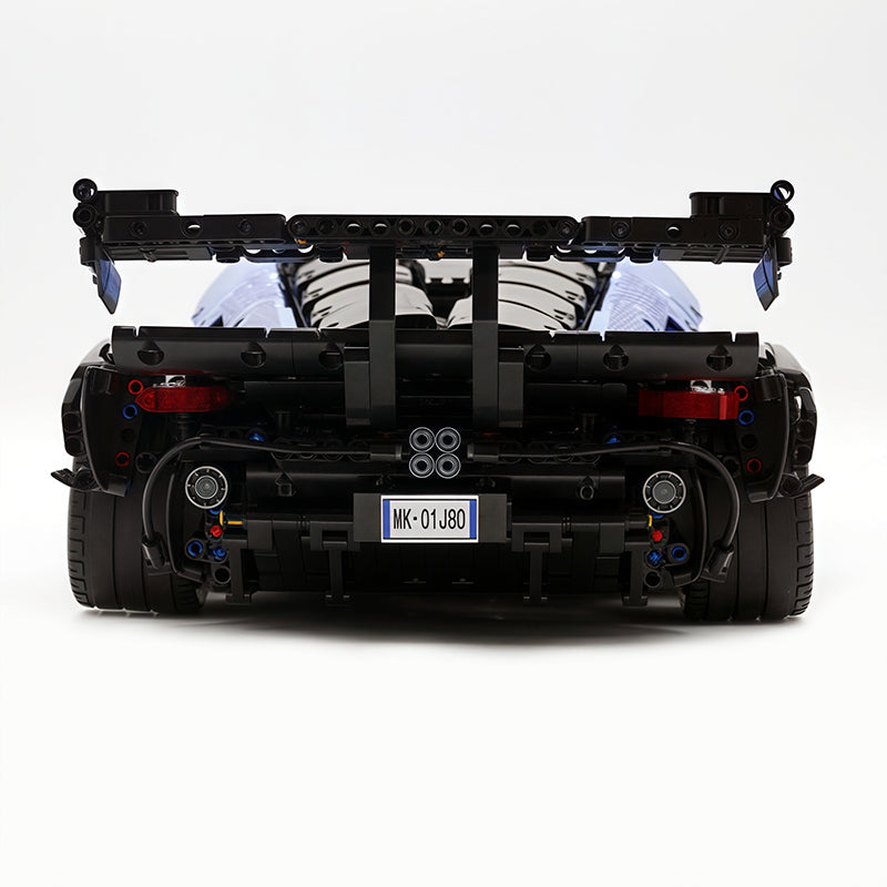 MOC Race Supercar Building Block Set, 1:8 Scale Static Sports Car Model, 4100+ Pieces Electroplated Blue Racing Car Building Kit with Paper Instruction, Collectible Display Model for Adults