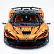 MOC Technic Supercar Building Blocks Set, 1:8 Scale Electroplated Electric Orange Gold Static Race Car Model Kit, 4200+ PCS Adult Collectible Building Bricks , Steering & Magnetic Swan Door, Paper Manual Included