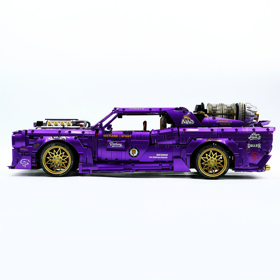 GULY-10637 1:8 Sports Car Dodge Challenger Custom Purple Building Block Set 3751pcs Adult Collector Collectible Model Kit