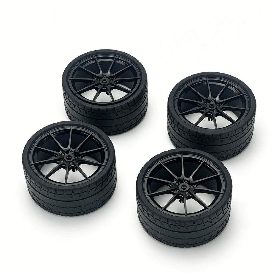 P1 1:8 Scale Building Block Wheel Rims, Size 7.5cm x 4cm, 7 Colors Available Gunmetal, Silver, Black, Red, Orange, Gold, Electroplated Gold, Compatible with Technic 42172 42143 42232 MOC Car Model, Building Brick Modification Upgrade Parts