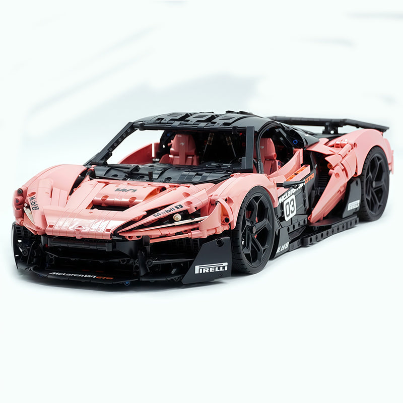 Technic McLaren W1 Painted Pig Pink Supercar Building Blocks Kit, 1:8 Scale Static Race Car Model, 4200+ PCS Adult Collectible Building Set with Paper Instruction Manual