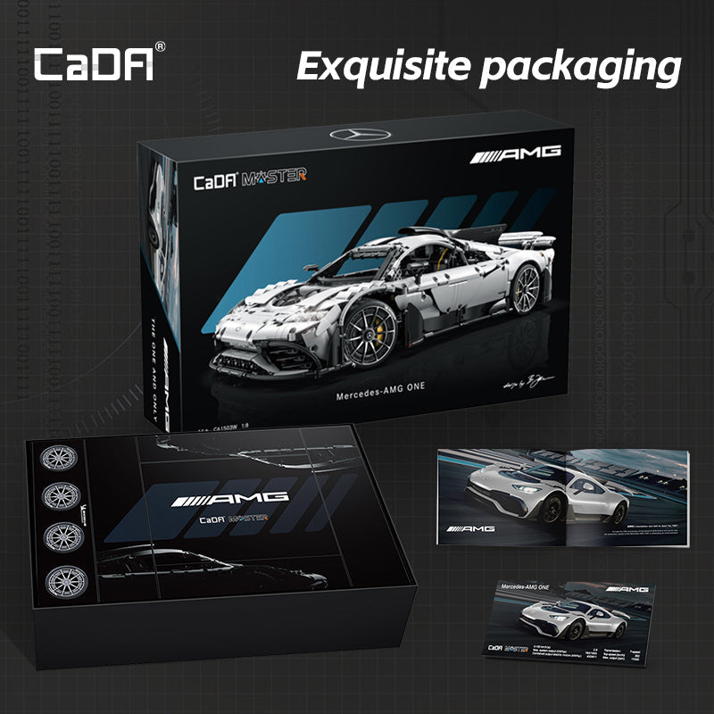 CaDA C61503W Mercedes-AMG ONE Builidng Block Set, 1:8 Mercedes AMG Speed Champion Brick Model with Ejection Start Gameplay, Super Car Collection Toy Sets for Adults