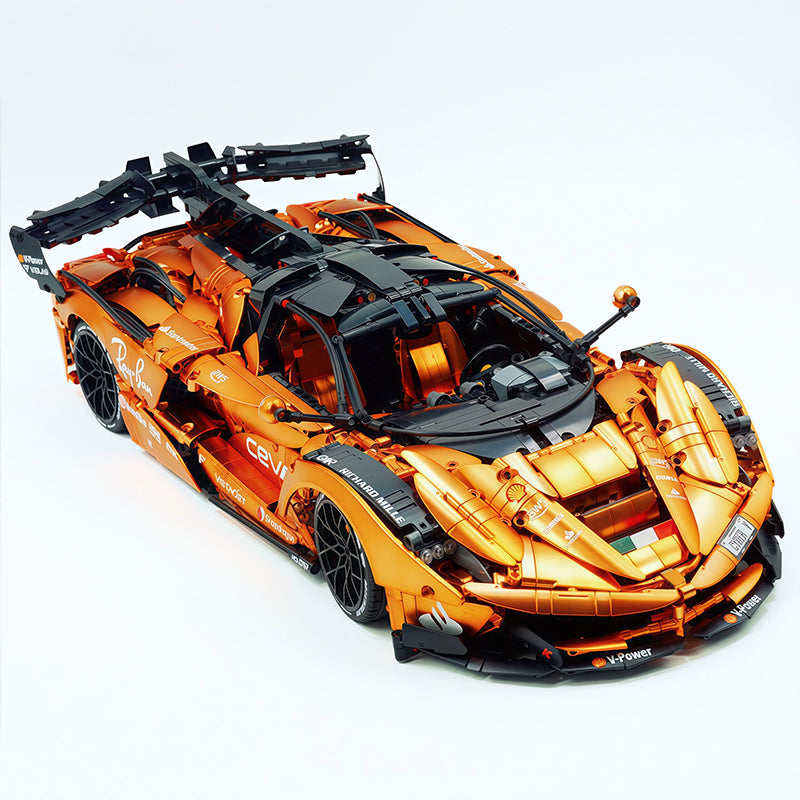 CADA-C61505 1:8 Sports Car LaFerrari Custom Electroplating Orange Building Block Set 4739pcs Adult Collector Collectible Model Kit