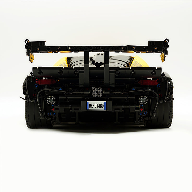 MOC Race Supercar Building Block Set, 1:8 Scale Static Sports Car Model, 4100+ Pieces Painted Yellow Racing Car Building Kit with Paper Instruction, Collectible Display Model for Adults