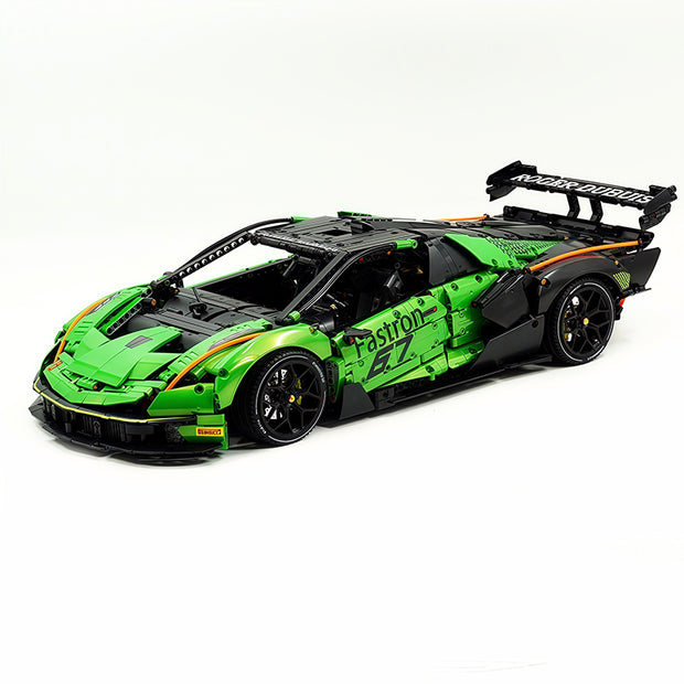 TGL-SCV12 1:8 Sports Car Lamborghini Custom Green Building Block Set 4100pcs Adult Collector Collectible Model Kit