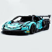 MOC Race Supercar Building Block Set, 1:8 Scale Static Sports Car Model, 4100+ Pieces Painted Gradient Tiffany Blue Racing Car Building Kit with Paper Instruction, Collectible Display Model for Adults