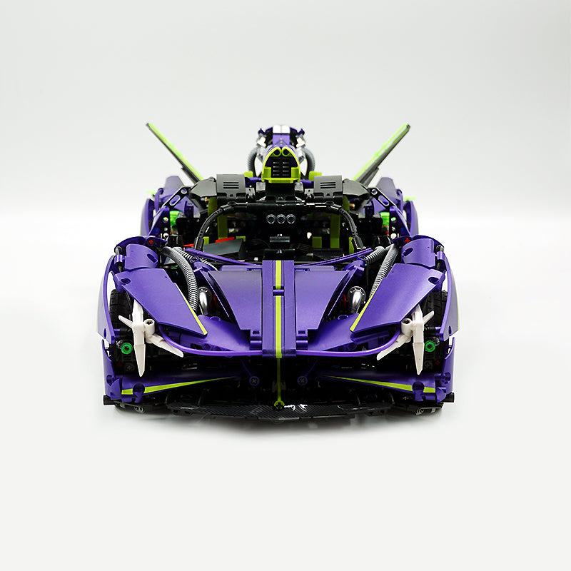 GULY 10614 1:8 Scale Purple Supercar Building Blocks Set, 3909 Pieces, Apollo EVO Inspired Model Car, Technic-Style Mechanical Building Kit, Detailed Collectible Display Model for Adults, Gift for Supercar Enthusiasts