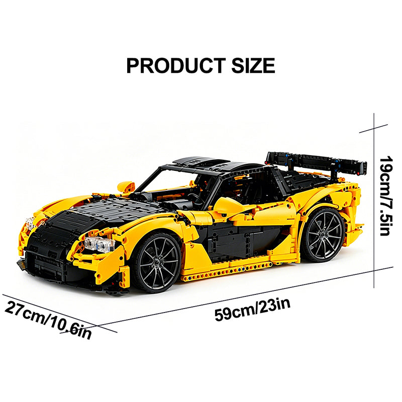 1:8 Scale RX-7-Inspired Supercar MOC Building Blocks Set, 2,943-Piece Sports Car Model Kit
