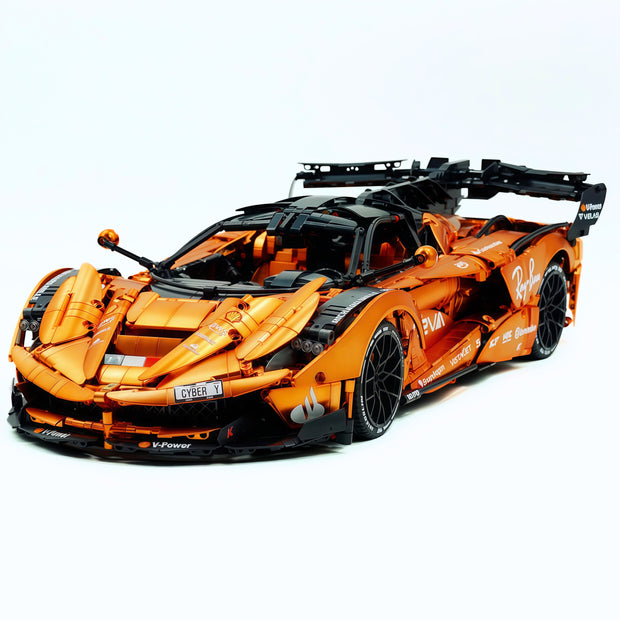CADA-C61505 1:8 Sports Car LaFerrari Custom Electroplating Orange Building Block Set 4739pcs Adult Collector Collectible Model Kit