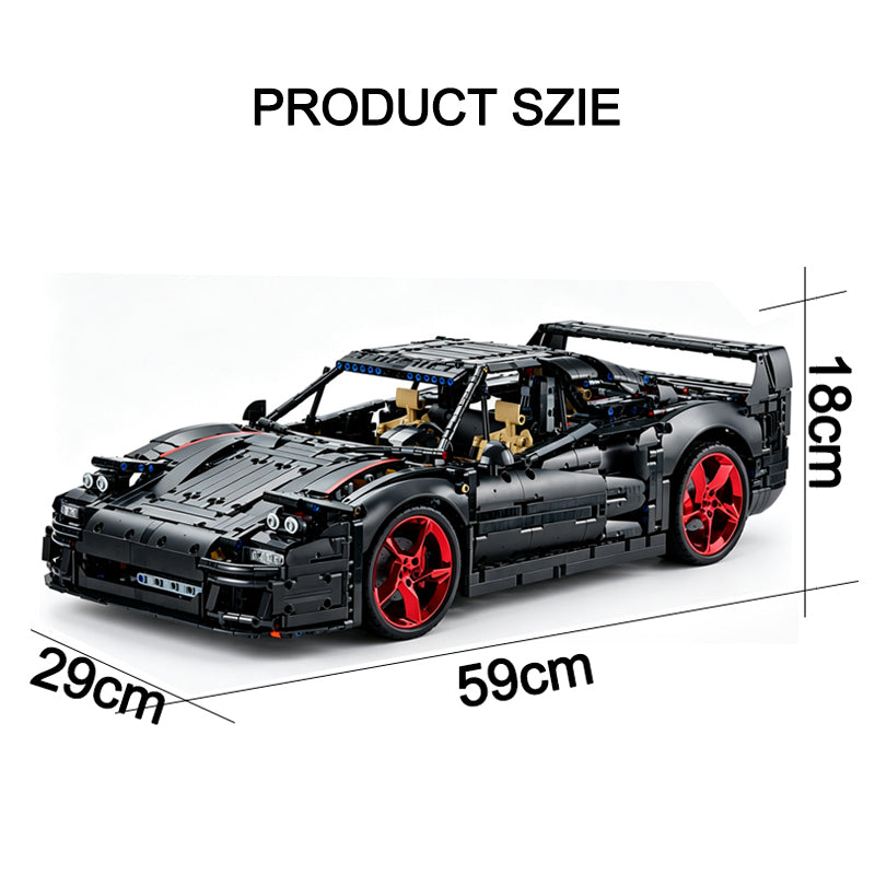 MOC-273570 Black Ferrarl F40 1:8 Scale Building Block Car | 3223 Pieces Ultimate Sports Car Model Kit