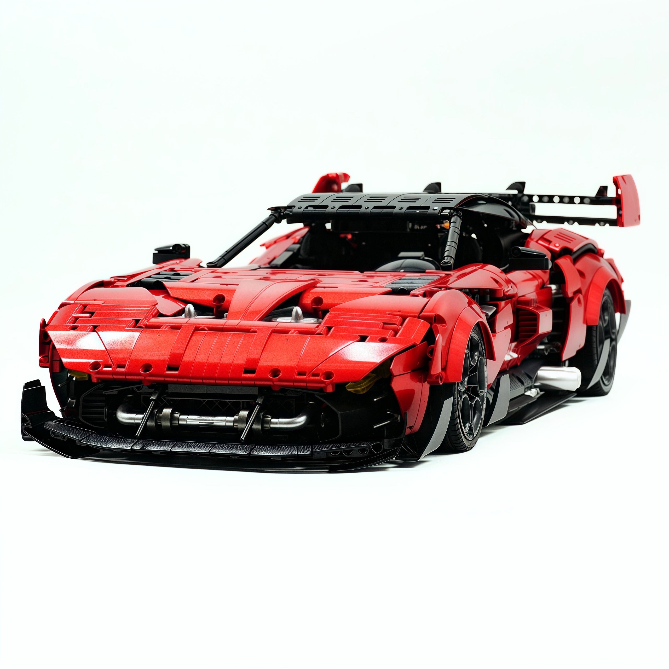 GULY-10647 1:8 Sports Car Aston Martin Vulcan Chrome Version Custom Red Building Block Set 3794pcs Adult Collector Collectible Model Kit