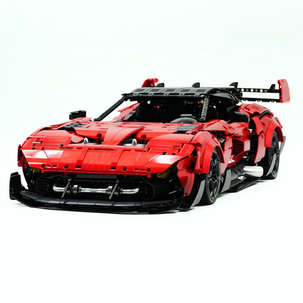 GULY-10647 1:8 Sports Car Aston Martin Vulcan Chrome Version Custom Red Building Block Set 3794pcs Adult Collector Collectible Model Kit
