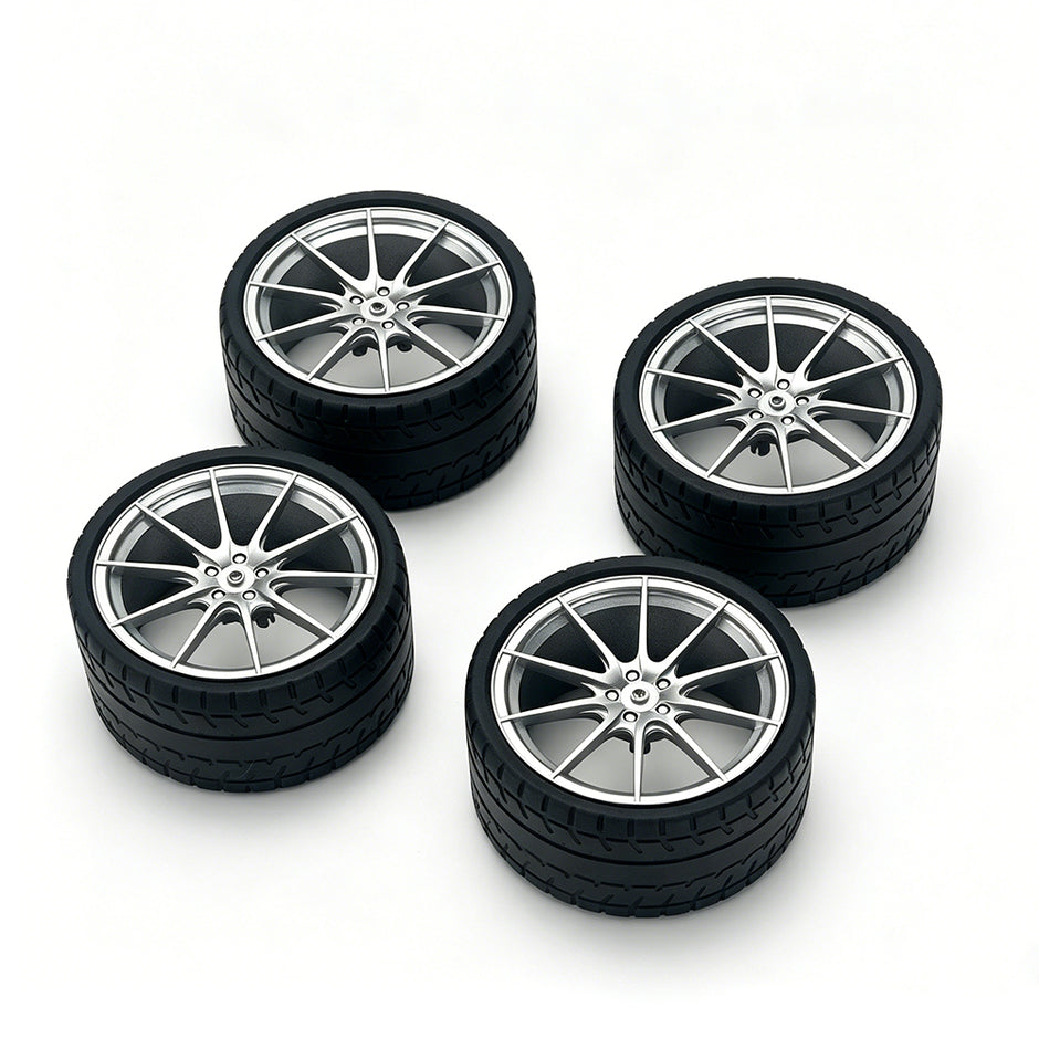 P1 1:8 Scale Building Block Wheel Rims, Size 7.5cm x 4cm, 7 Colors Available Gunmetal, Silver, Black, Red, Orange, Gold, Electroplated Gold, Compatible with Technic 42172 42143 42232 MOC Car Model, Building Brick Modification Upgrade Parts