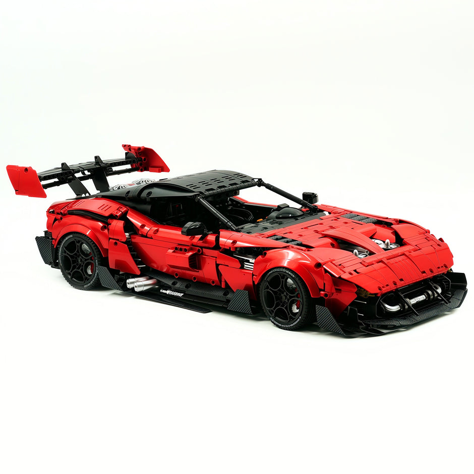 GULY-10647 1:8 Sports Car Aston Martin Vulcan Chrome Version Custom Red Building Block Set 3794pcs Adult Collector Collectible Model Kit